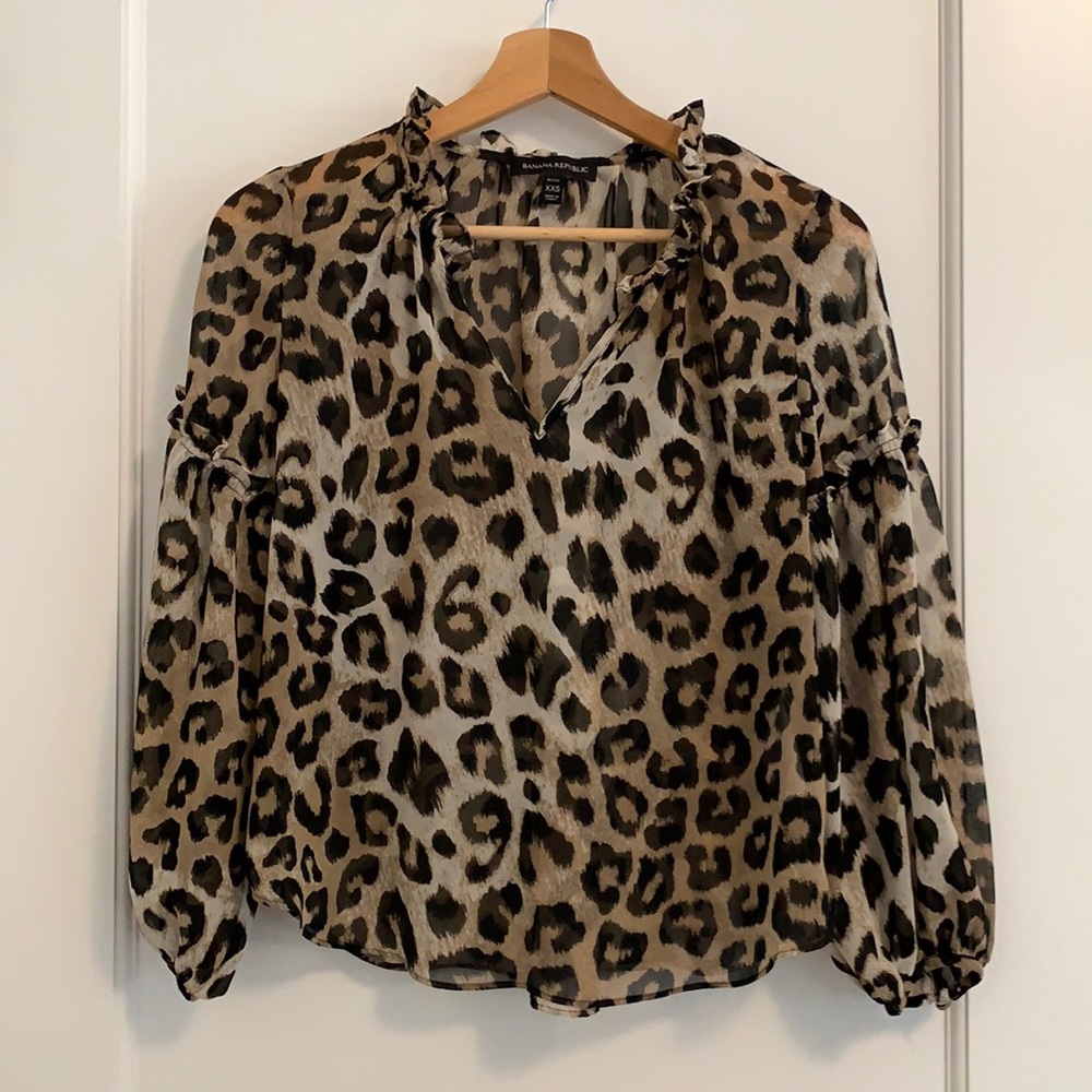 BR Leopard Print Sheer Blouse